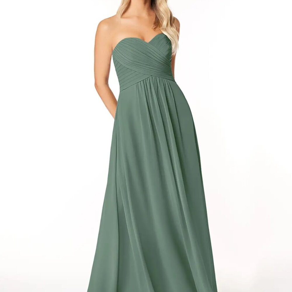 Azazie Yazmin Bridesmaid Dress Size A0 Eucalyptus